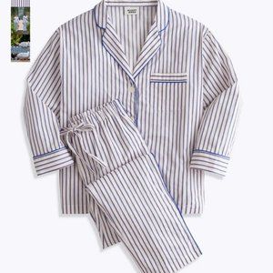 Marina Pajama Set in Cream, Blue & Red Dual Stripe [M]